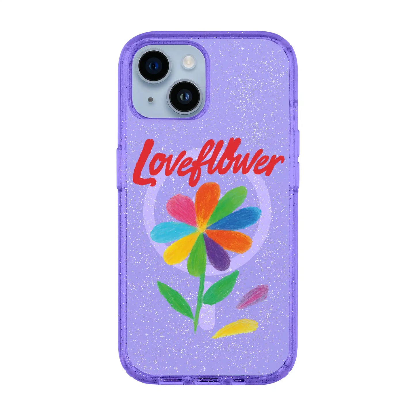 LOVE FLOWER-iPhone 14 Plus Shiny Kılıf MagSafe Özellikli