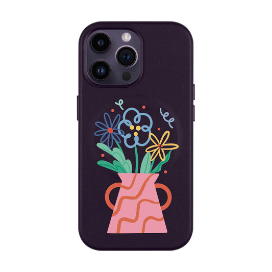 PINK VASE-iPhone 14 Pro Max Leather Kılıf MagSafe Özellikli