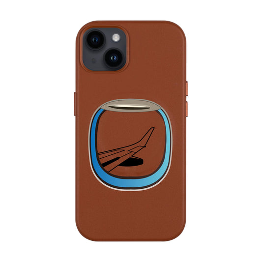 AIRCRAFT WINDOW-iPhone 14 Plus Leather Kılıf MagSafe Özellikli