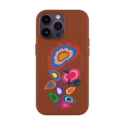 KNITTED FLOWER-iPhone 14 Pro Max Leather Kılıf MagSafe Özellikli
