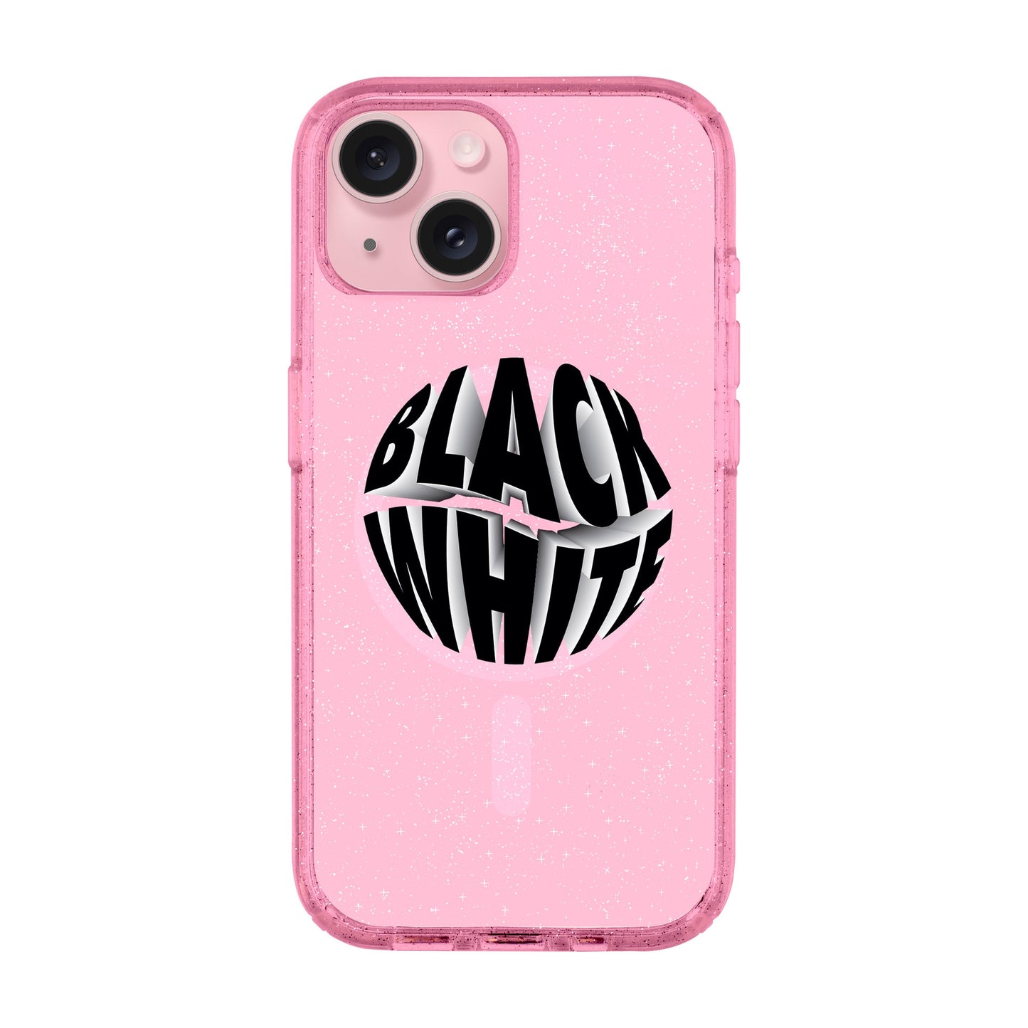 BLACK WHITE-iPhone 15 Shiny Kılıf MagSafe Özellikli