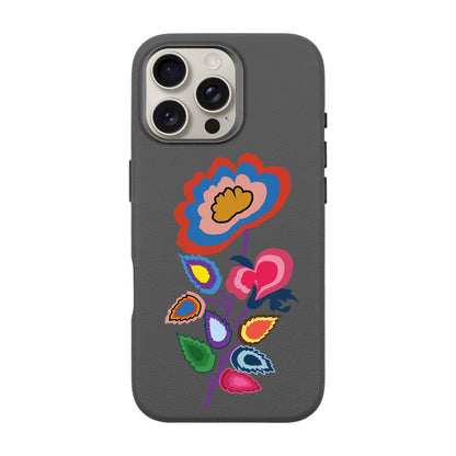 KNITTED FLOWER-iPhone 16 Pro Max Leather Premium Kılıf MagSafe Özellikli