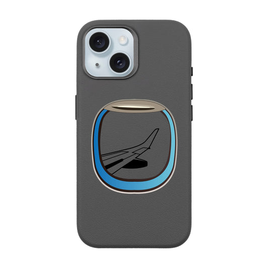 AIRCRAFT WINDOW-iPhone 15 Leather Premium Kılıf MagSafe Özellikli