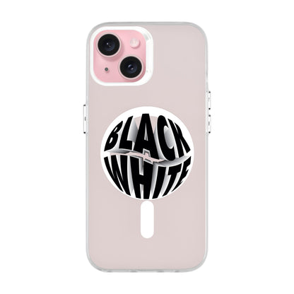 BLACK WHITE-iPhone 15 Hold Kılıf MagSafe Özellikli