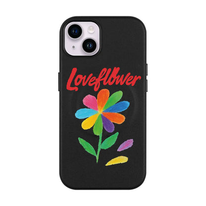 LOVE FLOWER-iPhone 14 Plus Leather Kılıf MagSafe Özellikli