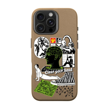 CLEAR YOUR HEAD-iPhone 16 Pro Max Leather Premium Kılıf MagSafe Özellikli