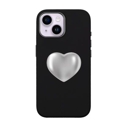 SILVER HEART-iPhone 14 Leather Premium Kılıf MagSafe Özellikli