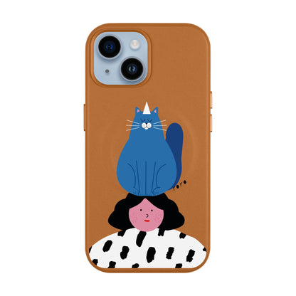 NAUGHTY CAT-Leather Kılıf MagSafe Özellikli - iPhone 14