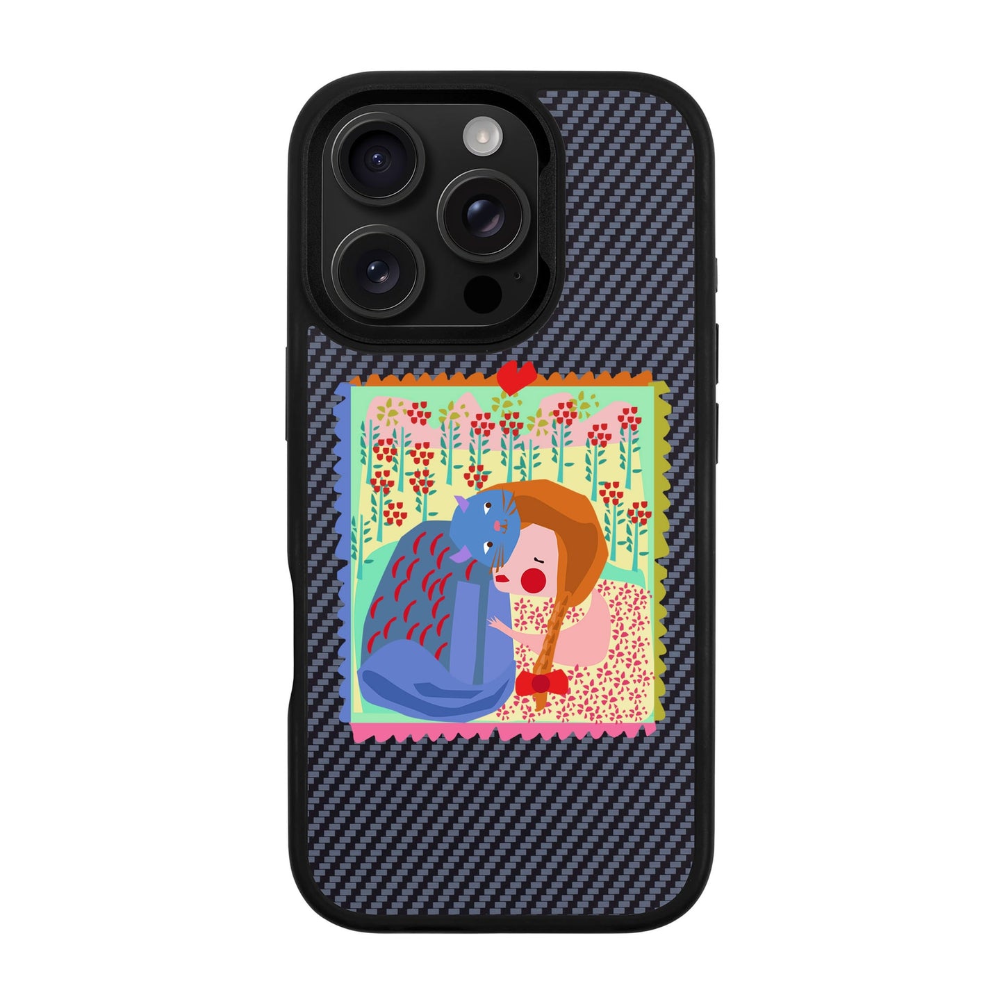 KEDİ POSTA PULU-iPhone 16 Pro Plaid Kılıf MagSafe Özellikli