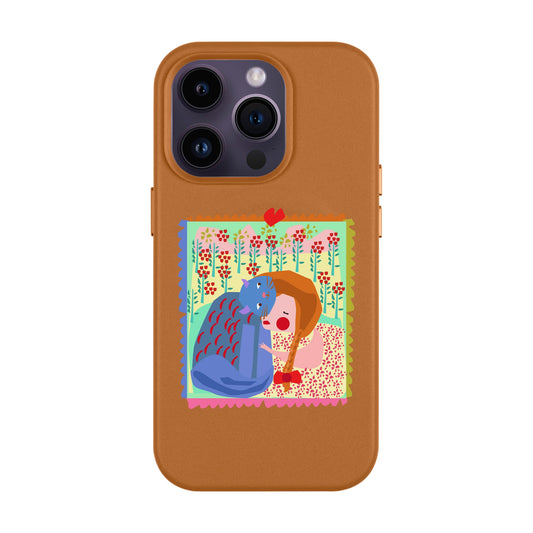 KEDİ POSTA PULU-Leather Kılıf MagSafe Özellikli - iPhone 14 Pro