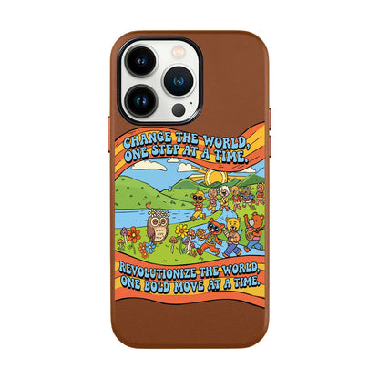 CHANGE THE WORLD-iPhone 13 Mini Leather Kılıf