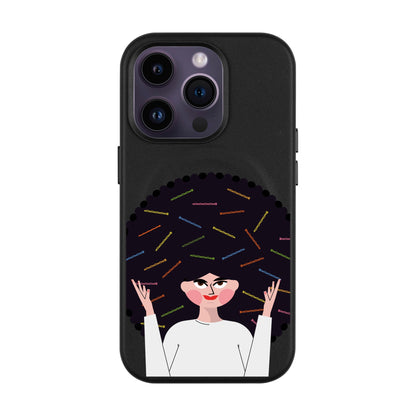 TANGLES OF HAPPINESS-Leather Kılıf MagSafe Özellikli - iPhone 14 Pro