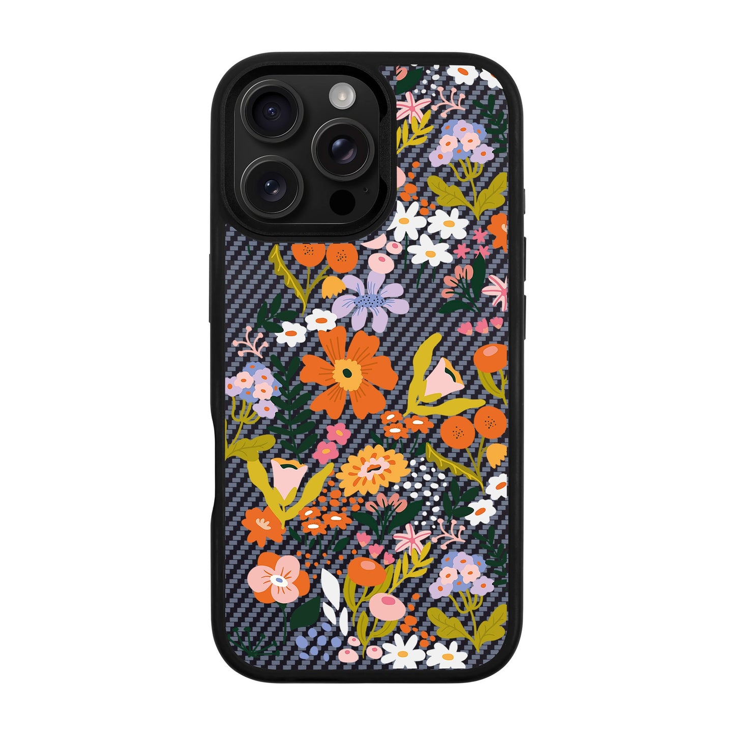 FLOWER-iPhone 16 Pro Max Plaid Kılıf MagSafe Özellikli