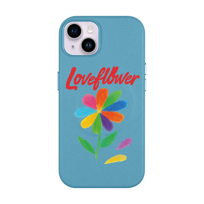 LOVE FLOWER-iPhone 14 Plus Leather Kılıf MagSafe Özellikli