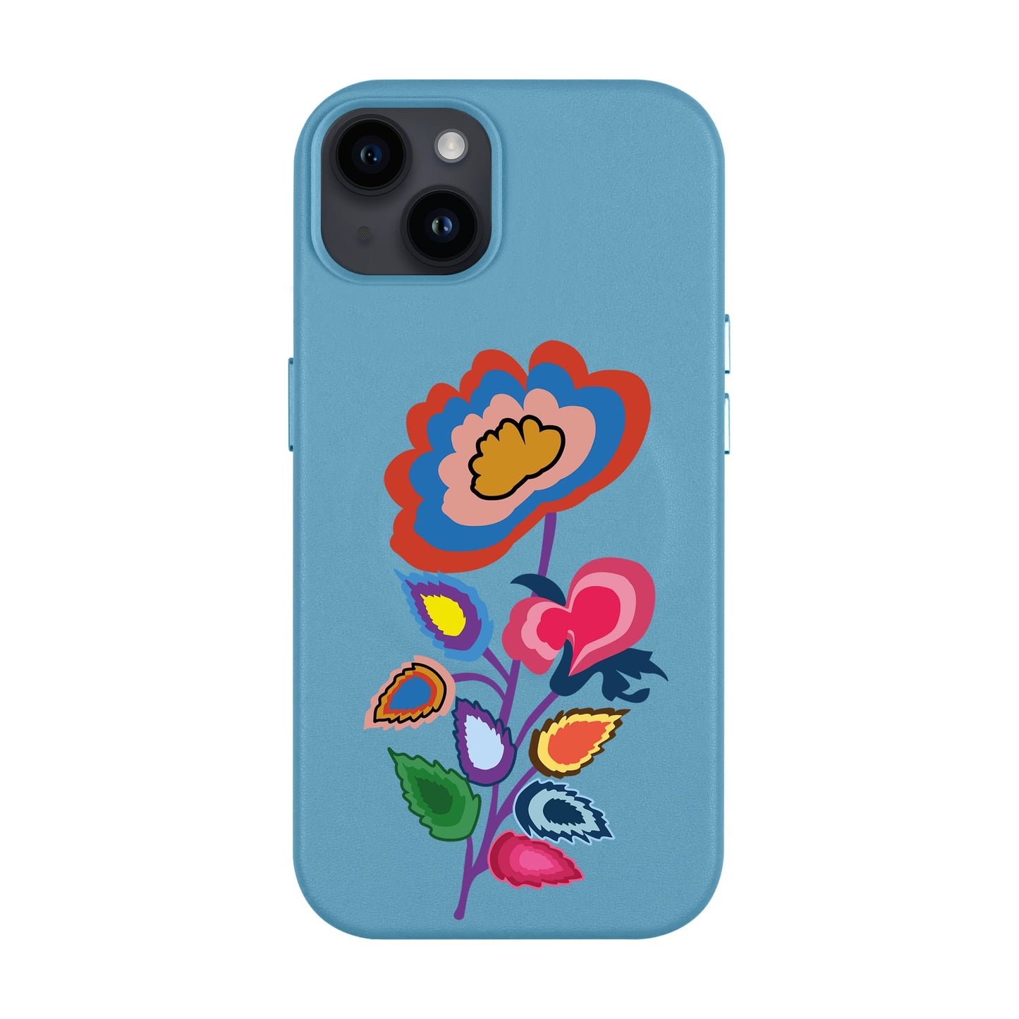KNITTED FLOWER-iPhone 14 Plus Leather Kılıf MagSafe Özellikli