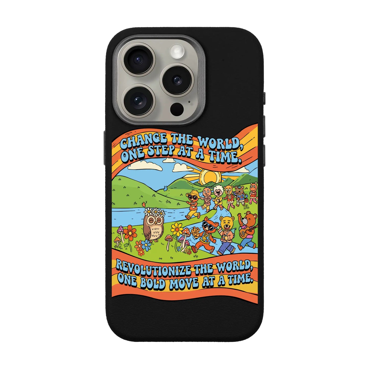 CHANGE THE WORLD-iPhone 15 Pro Leather Premium Kılıf MagSafe Özellikli