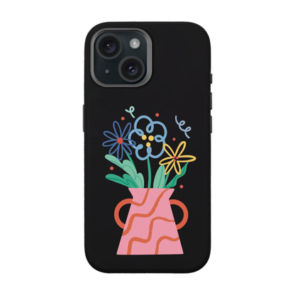 PINK VASE-iPhone 15 Leather Premium Kılıf MagSafe Özellikli
