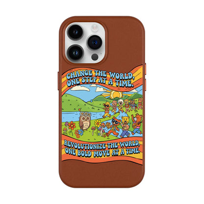 CHANGE THE WORLD-iPhone 14 Pro Max Leather Kılıf MagSafe Özellikli