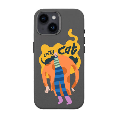 CRAZY CAT-iPhone 13 Leather Premium Kılıf MagSafe Özellikli