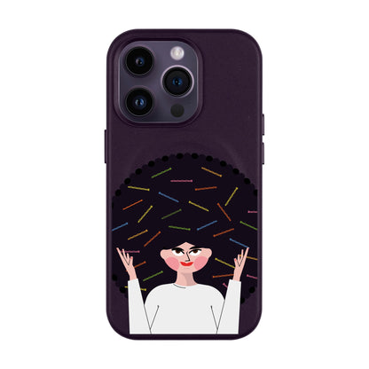 TANGLES OF HAPPINESS-Leather Kılıf MagSafe Özellikli - iPhone 14 Pro