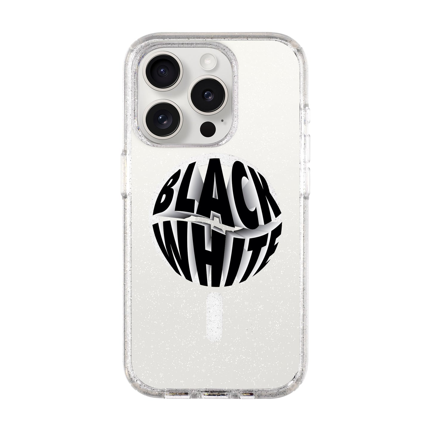 BLACK WHITE-iPhone 15 Pro Shiny Kılıf MagSafe Özellikli