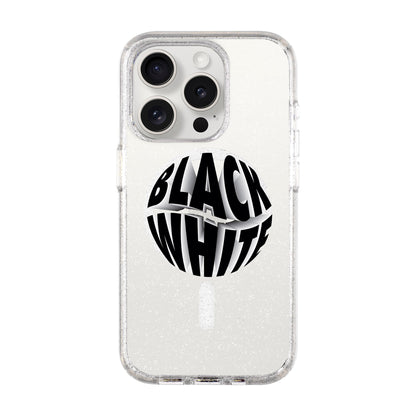 BLACK WHITE-iPhone 15 Pro Shiny Kılıf MagSafe Özellikli
