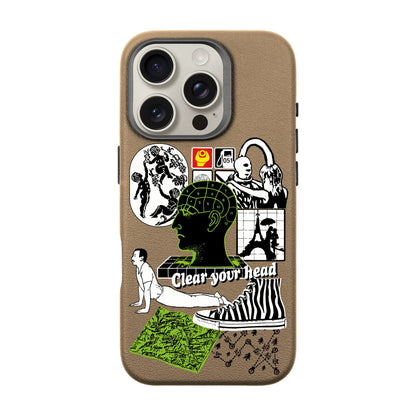 CLEAR YOUR HEAD-iPhone 16 Pro Leather Premium Kılıf MagSafe Özellikli