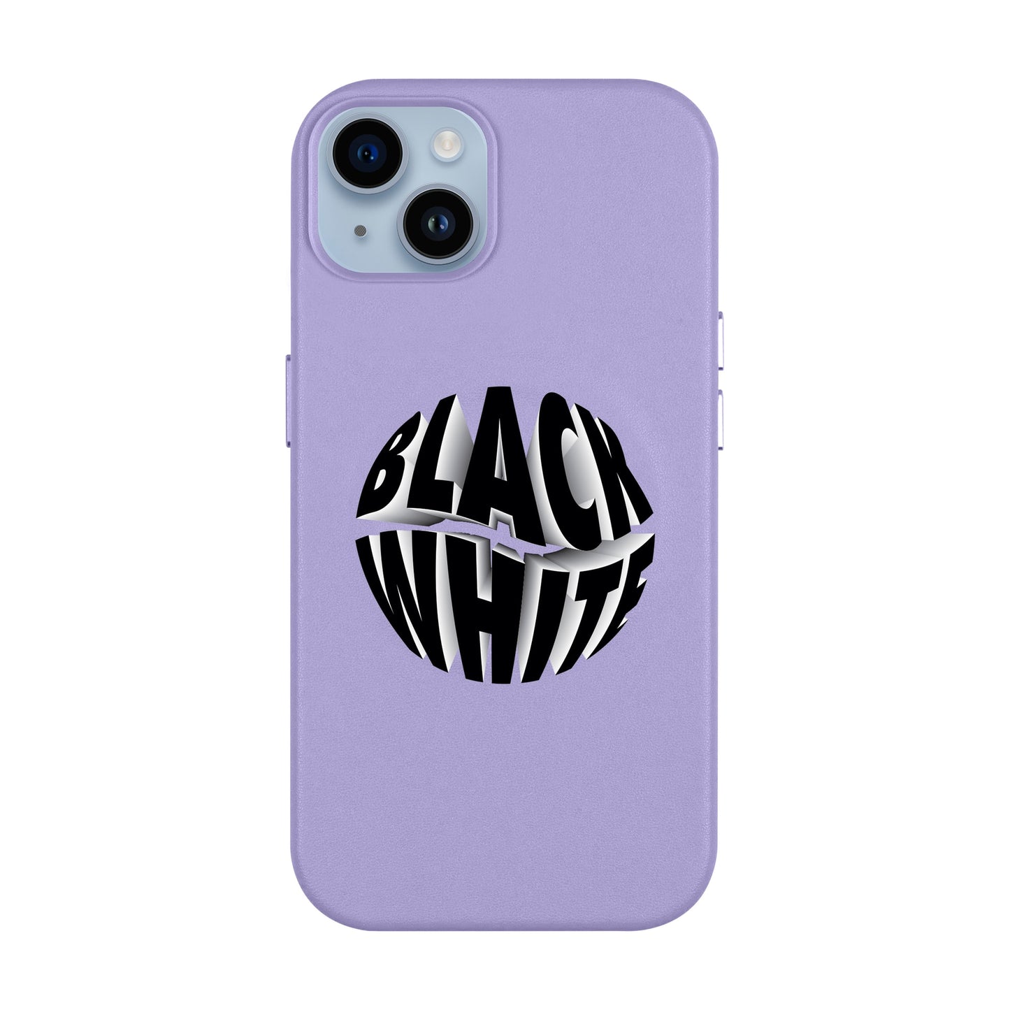 BLACK WHITE-iPhone 14 Plus Leather Kılıf MagSafe Özellikli