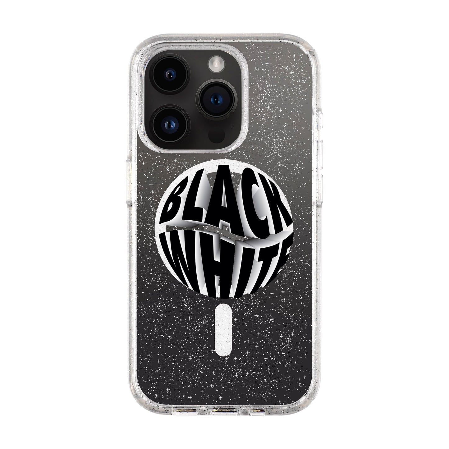 BLACK WHITE-iPhone 14 Pro Shiny Kılıf MagSafe Özellikli