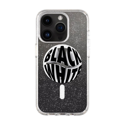BLACK WHITE-iPhone 14 Pro Shiny Kılıf MagSafe Özellikli