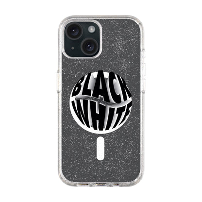 BLACK WHITE-iPhone 15 Plus Shiny Kılıf MagSafe Özellikli
