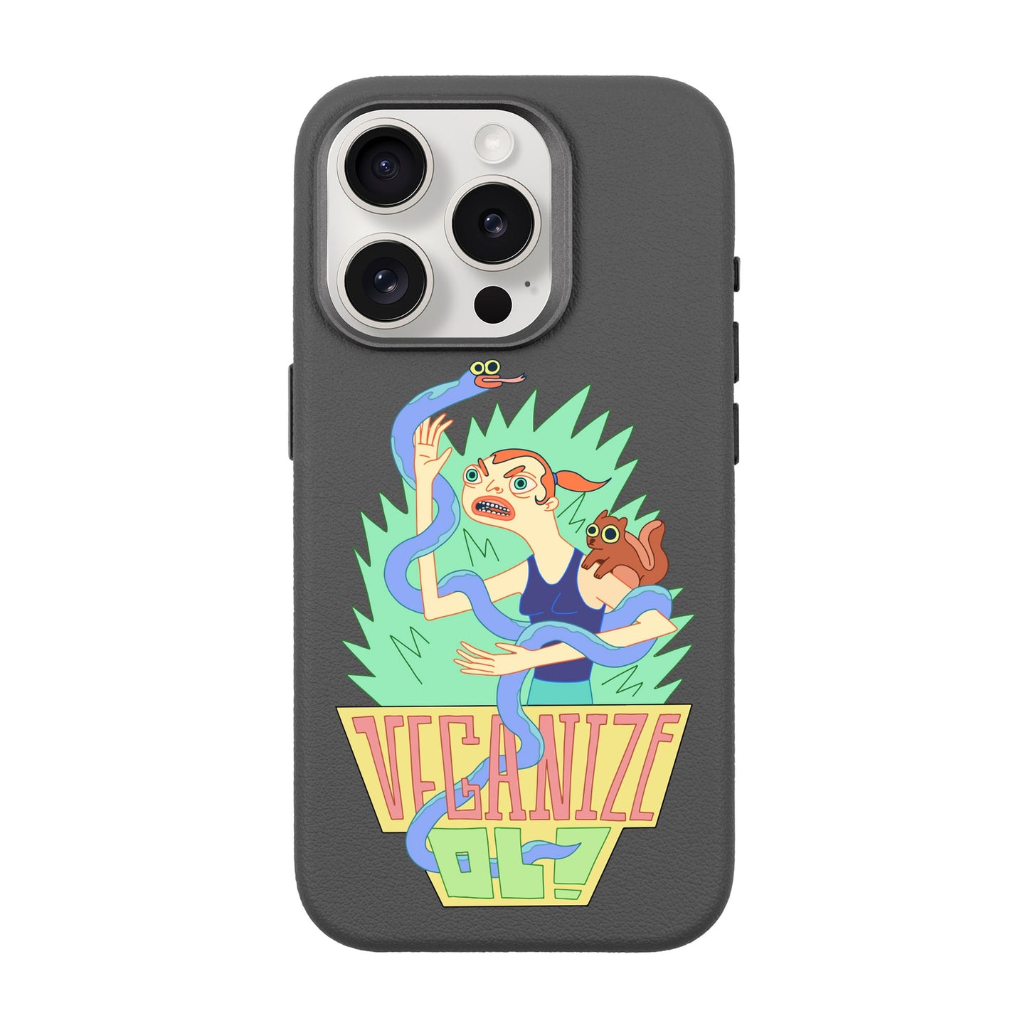 VEGANİZE-iPhone 15 Pro Leather Premium Kılıf MagSafe Özellikli