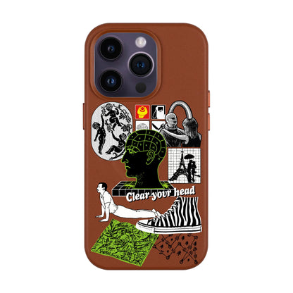 CLEAR YOUR HEAD-iPhone 14 Pro Leather Kılıf MagSafe Özellikli