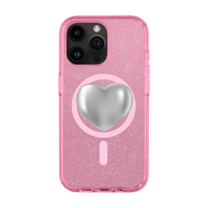 SILVER HEART-iPhone 14 Pro Max Shiny Kılıf MagSafe Özellikli