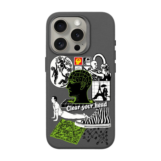 CLEAR YOUR HEAD-iPhone 15 Pro Leather Premium Kılıf MagSafe Özellikli