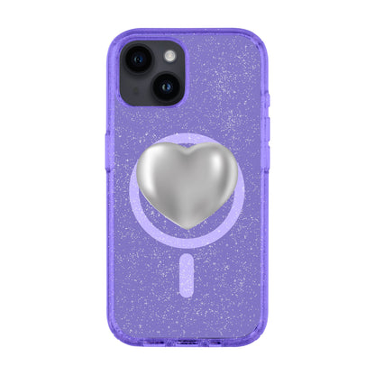 SILVER HEART-iPhone 14 Shiny Kılıf MagSafe Özellikli