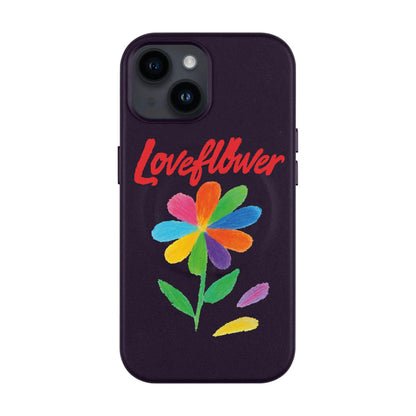 LOVE FLOWER-iPhone 14 Leather Kılıf MagSafe Özellikli