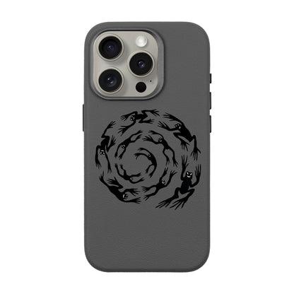 SWIRLING FROGS-iPhone 15 Pro Leather Premium Kılıf MagSafe Özellikli