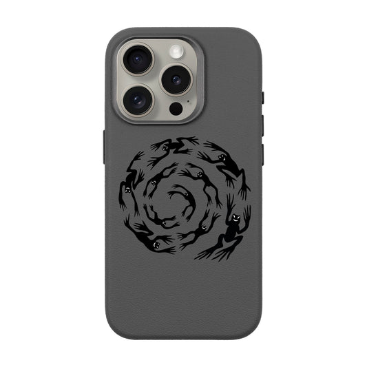SWIRLING FROGS-iPhone 15 Pro Leather Premium Kılıf MagSafe Özellikli