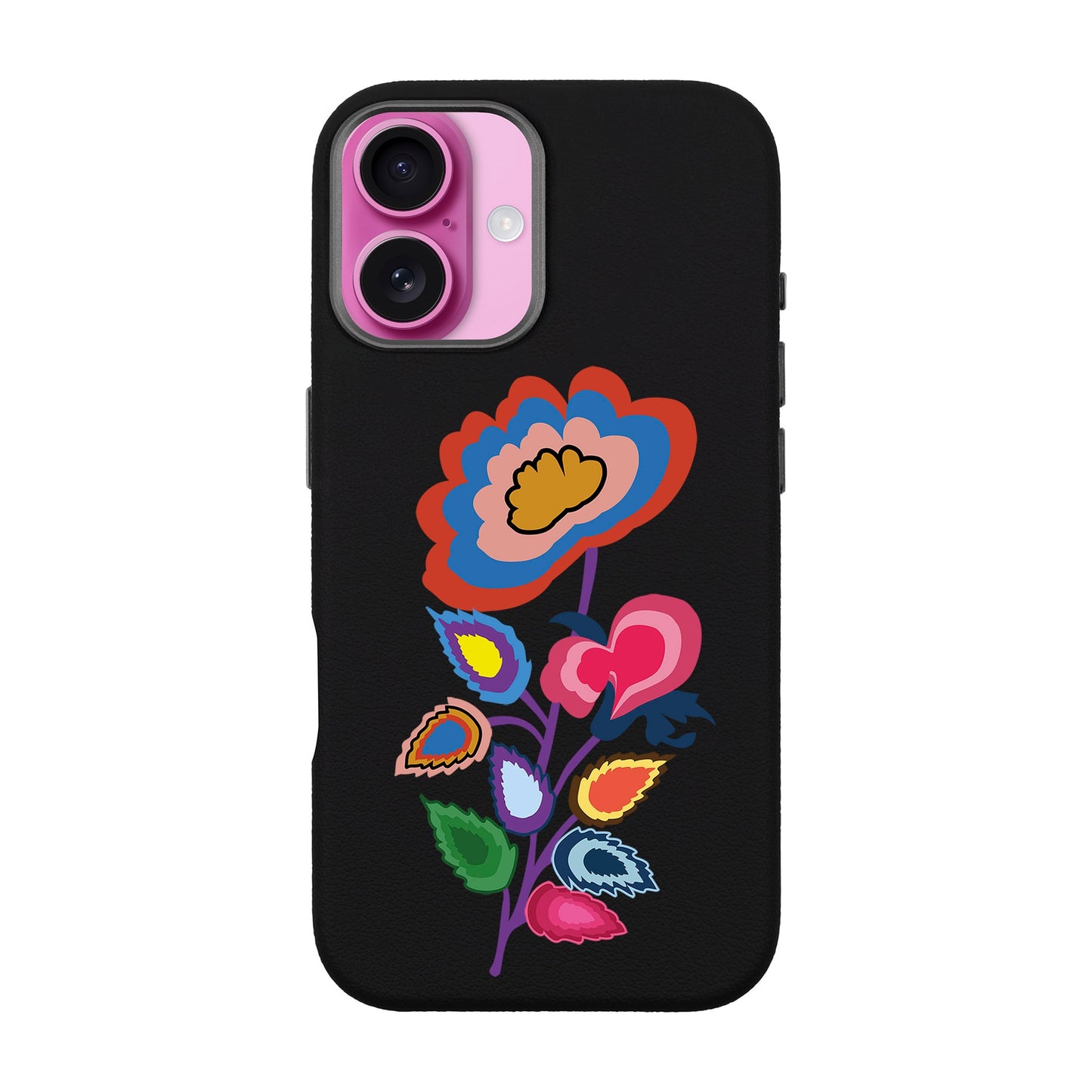 KNITTED FLOWER-iPhone 16 Plus Leather Premium Kılıf MagSafe Özellikli