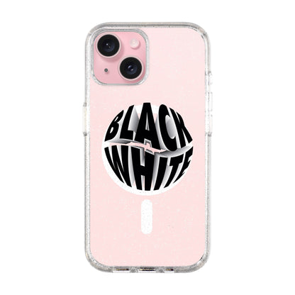 BLACK WHITE-iPhone 15 Plus Shiny Kılıf MagSafe Özellikli