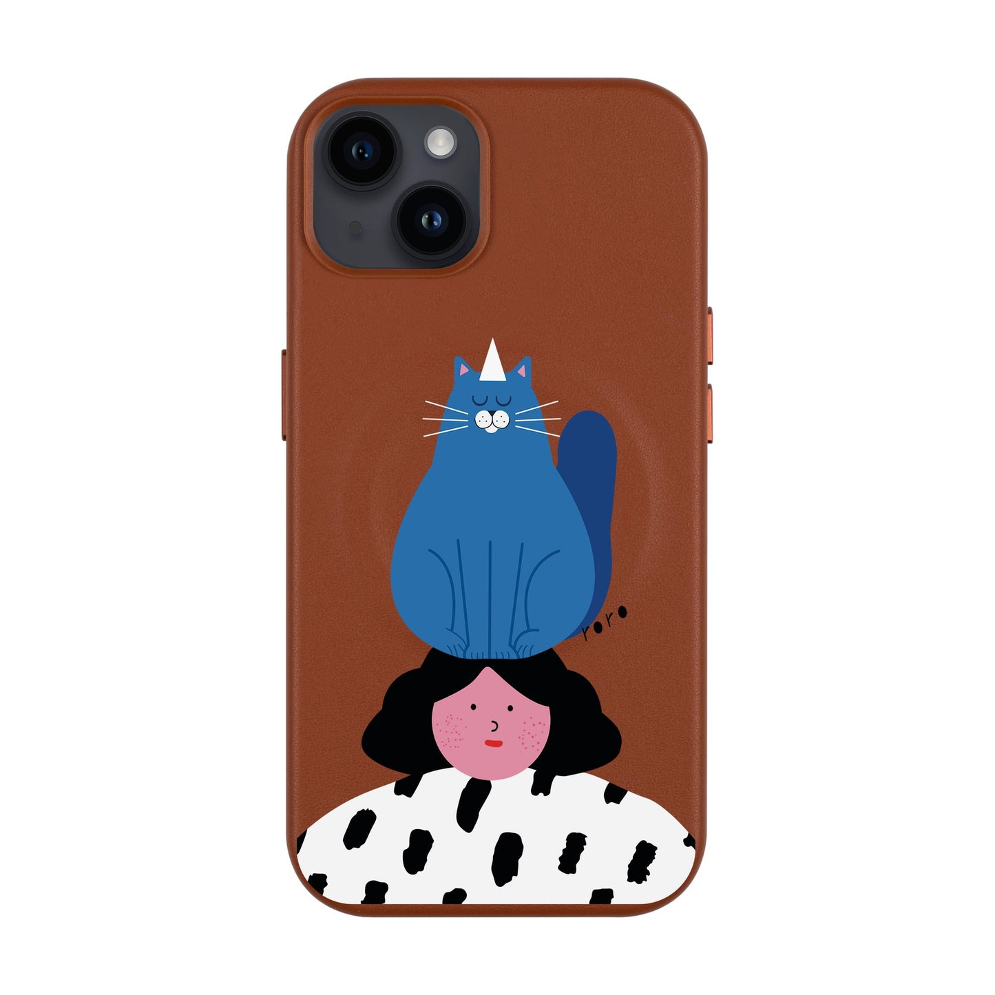 NAUGHTY CAT-iPhone 14 Plus Leather Kılıf MagSafe Özellikli