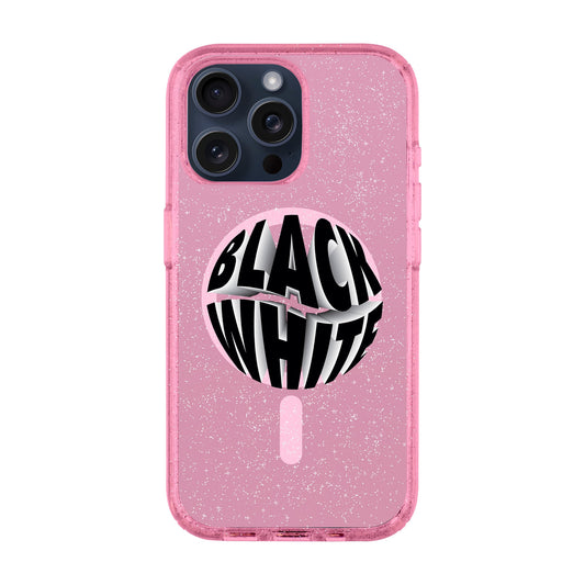BLACK WHITE-iPhone 15 Pro Max Shiny Kılıf MagSafe Özellikli