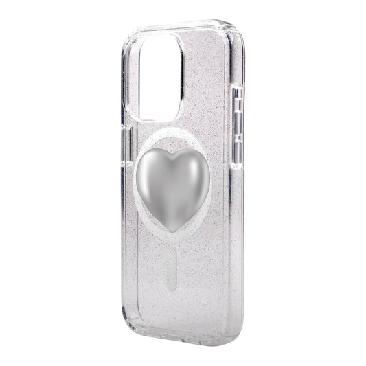 SILVER HEART-iPhone 15 Pro Max Shiny Kılıf MagSafe Özellikli