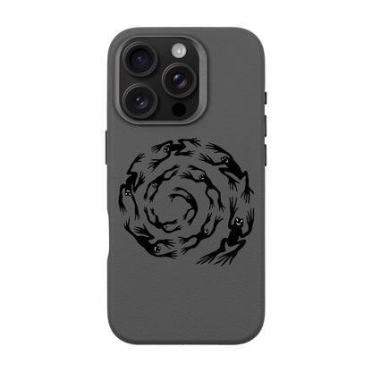SWIRLING FROGS-iPhone 16 Pro Leather Premium Kılıf MagSafe Özellikli
