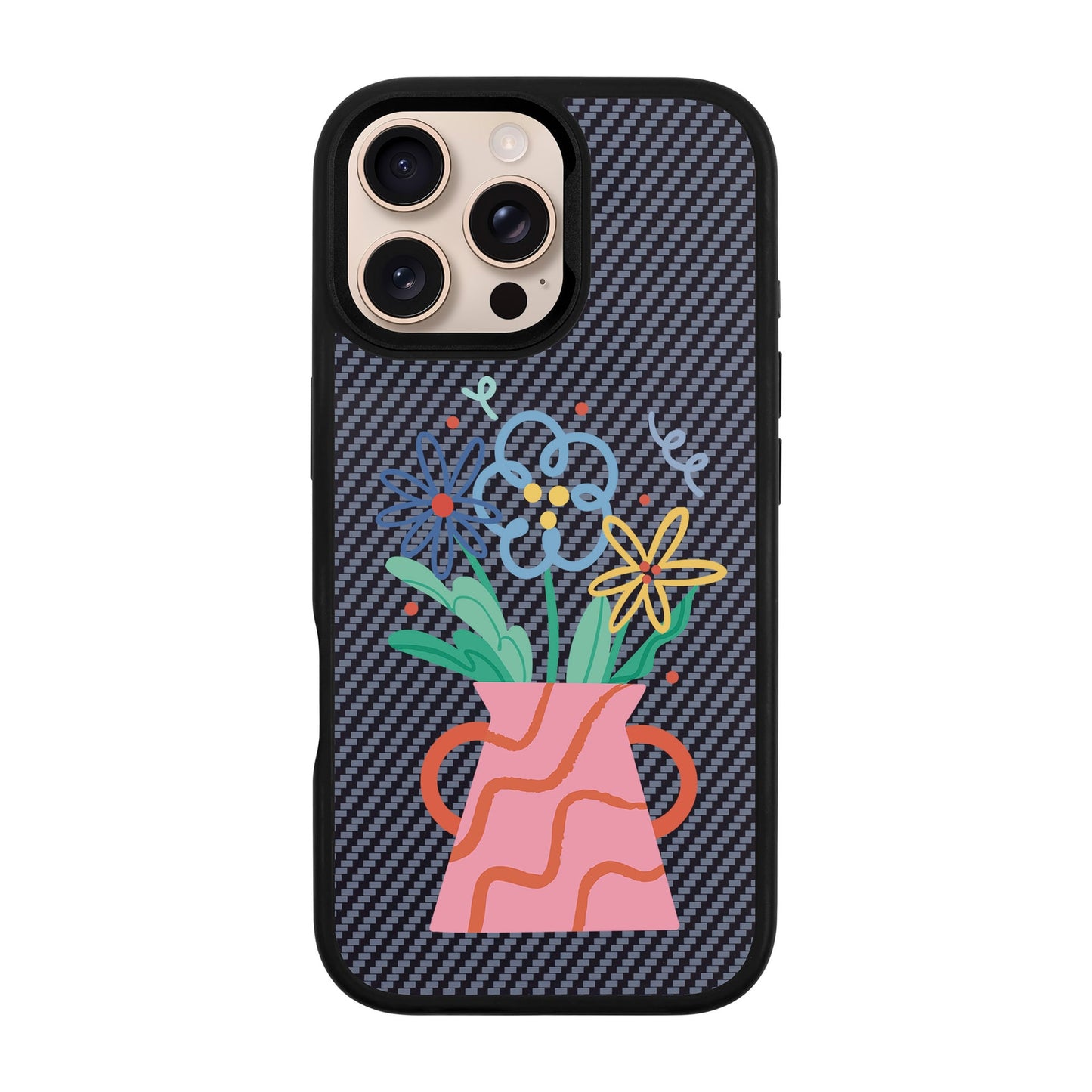 PINK VASE-iPhone 16 Pro Max Plaid Kılıf MagSafe Özellikli