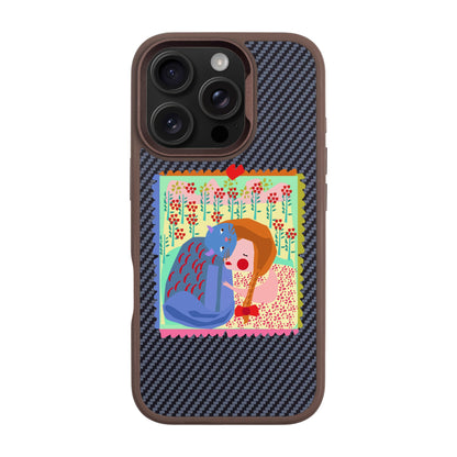 KEDİ POSTA PULU-iPhone 16 Pro Plaid Kılıf MagSafe Özellikli