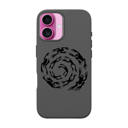 SWIRLING FROGS-iPhone 16 Leather Premium Kılıf MagSafe Özellikli