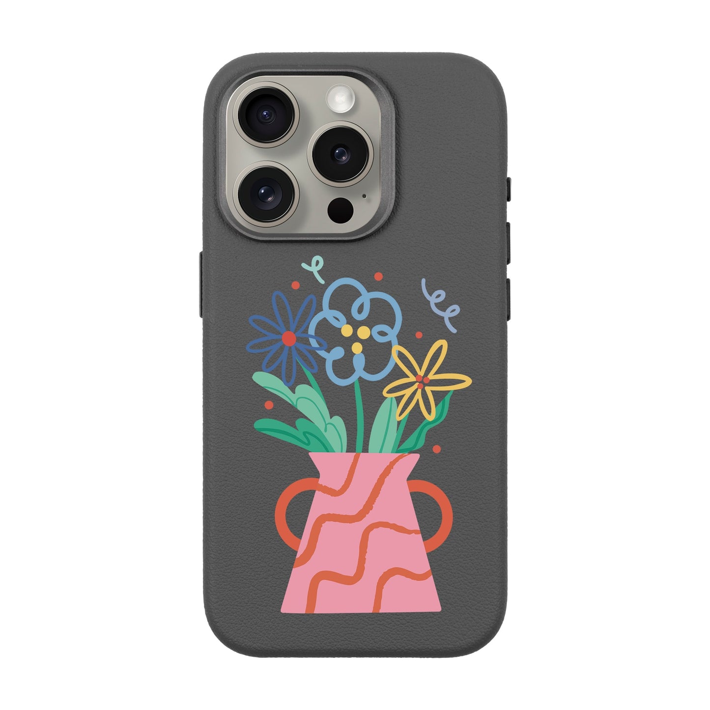 PINK VASE-iPhone 15 Pro Leather Premium Kılıf MagSafe Özellikli