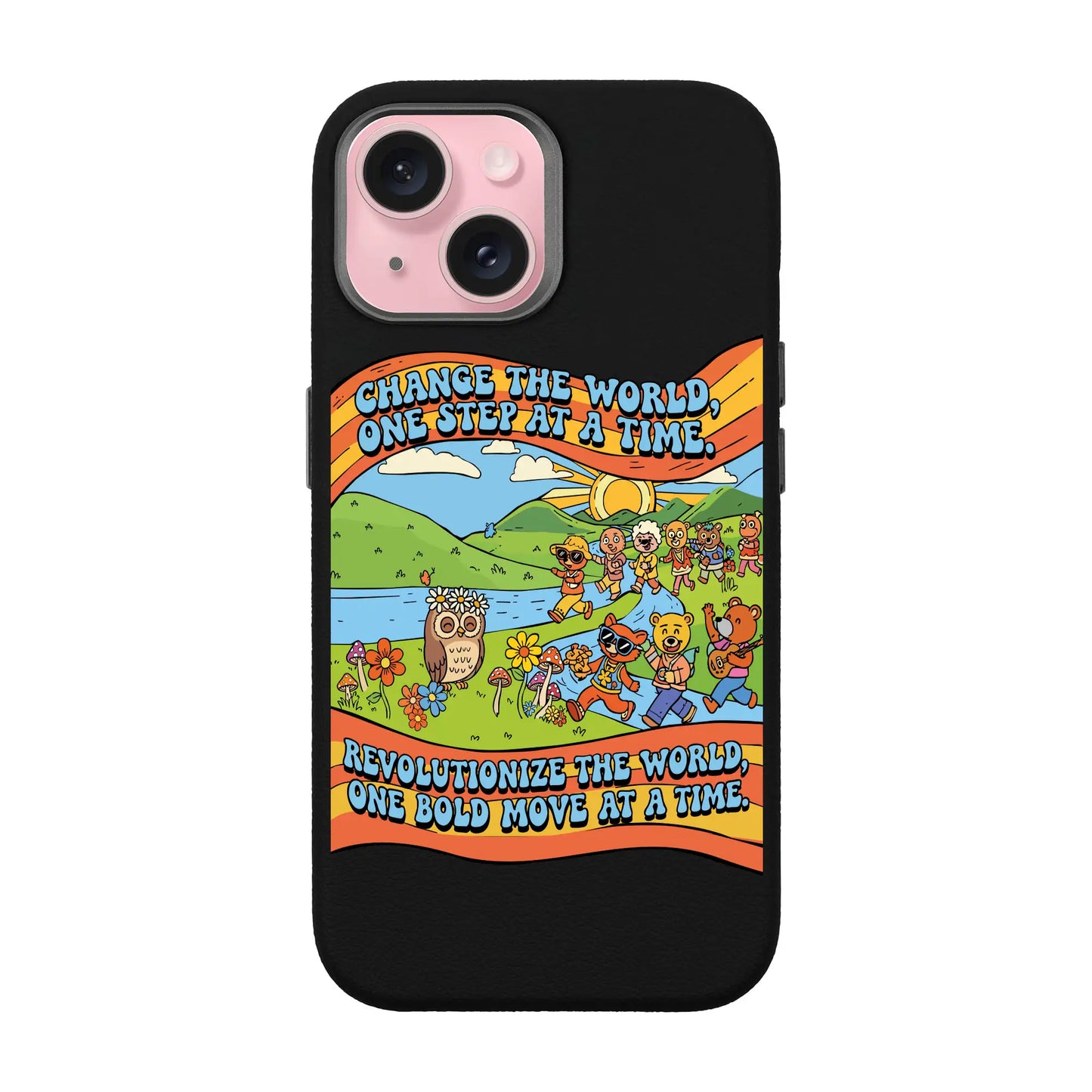 CHANGE THE WORLD-iPhone 15 Leather Premium Kılıf MagSafe Özellikli